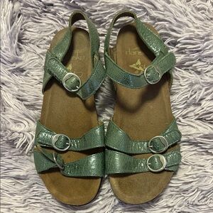 Dansko Green Leather Buckle Sandals